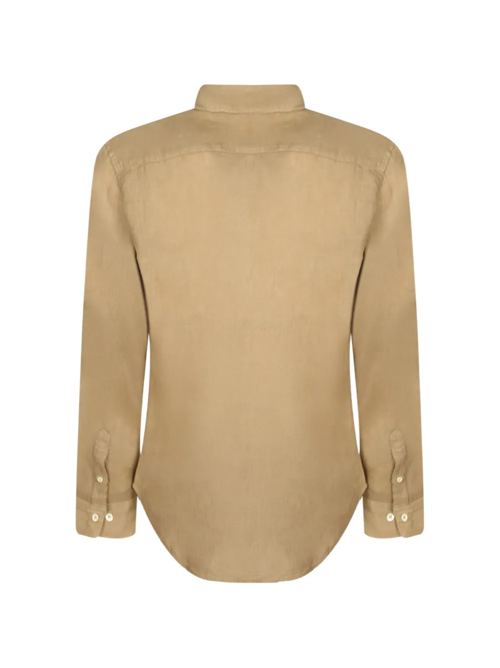 120% Lino Overhemd met gewelfde afwerking en klassieke kraag Beige