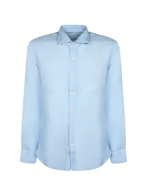 120% Lino spread-collar buttoned-cuff shirt
