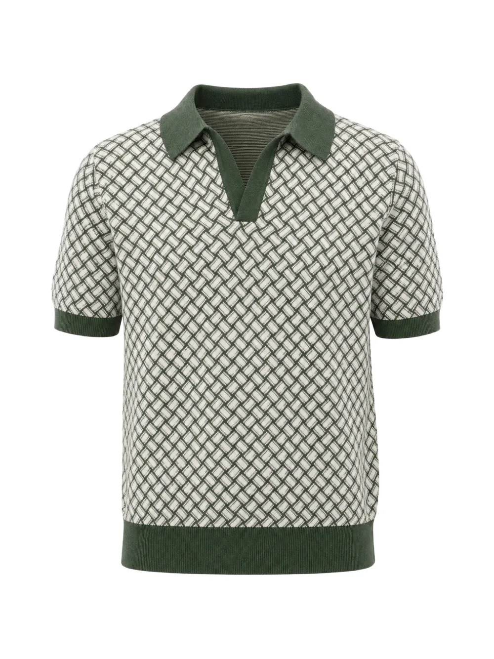 Drumohr geometric-knit short-sleeve polo shirt - Weiß