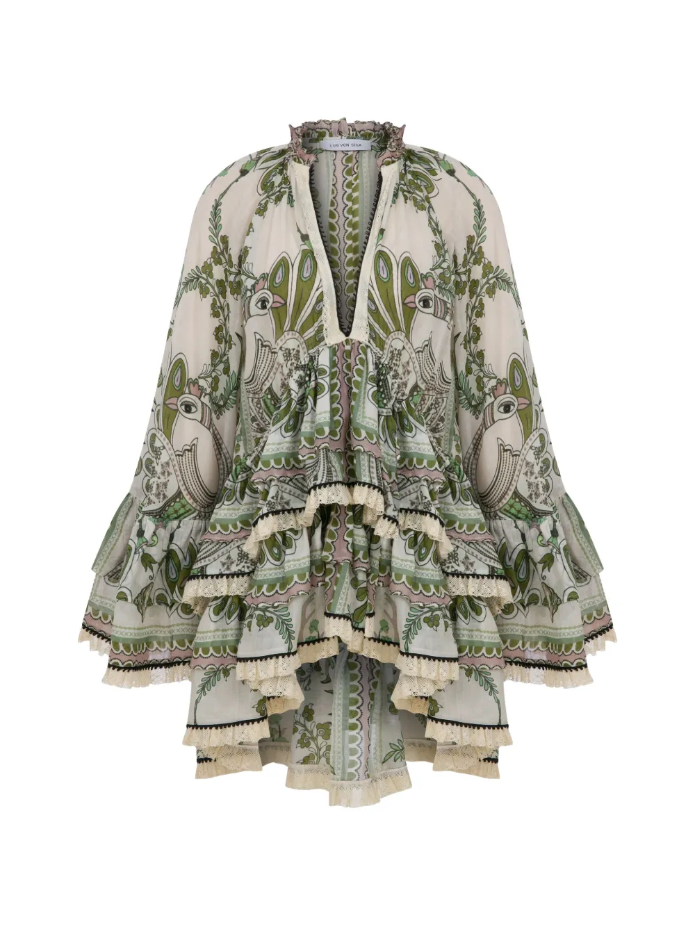 LUG VON SIGA Farfalla ruffled mini dress - Neutrals