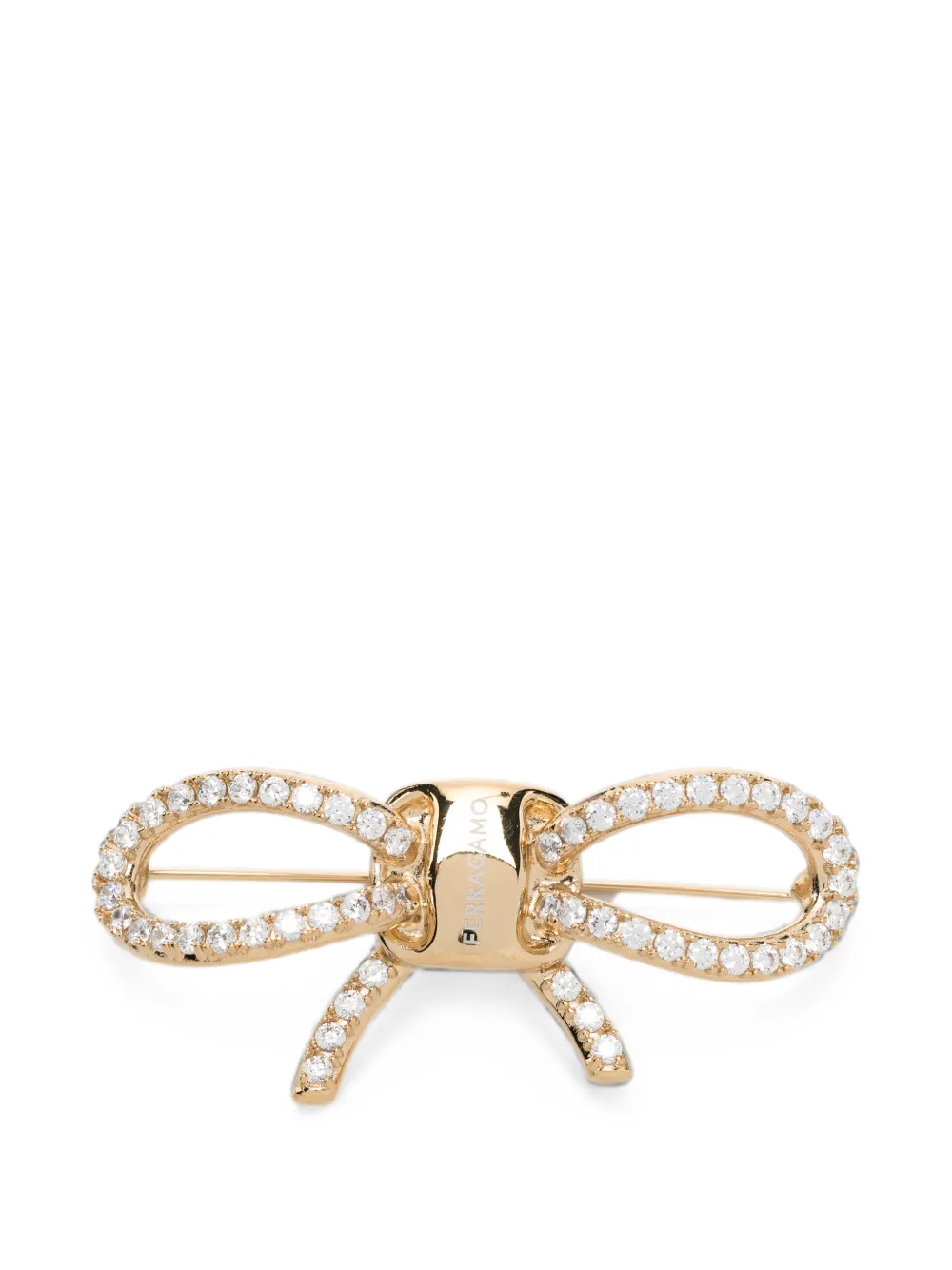 Ferragamo Vara bow crystal-embellished brooch - Gold