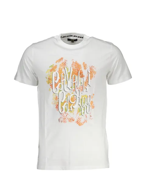 Cavalli Class floral-print logo-print T-shirt
