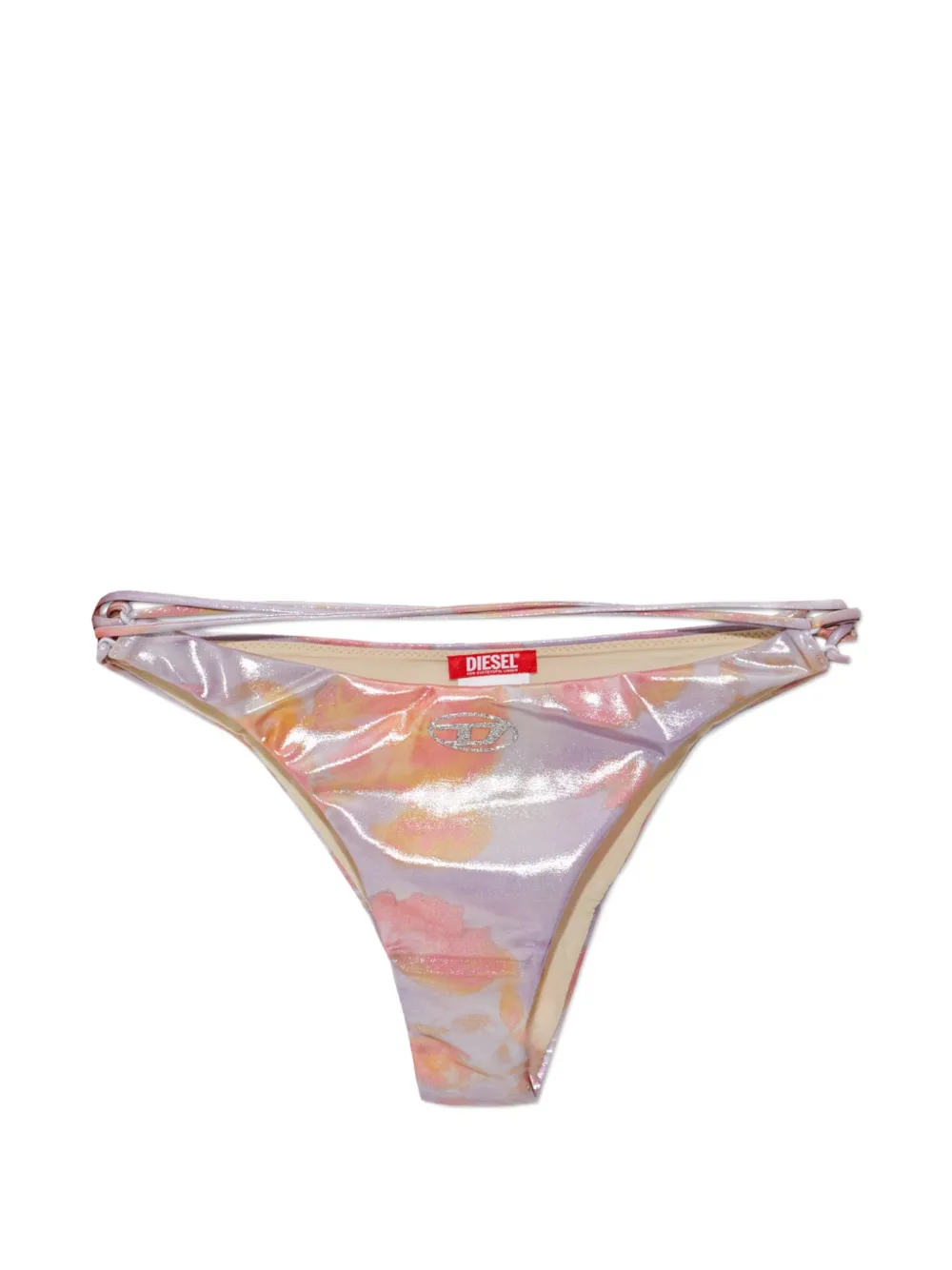 Diesel strappy floral-print bikini bottoms - Violett