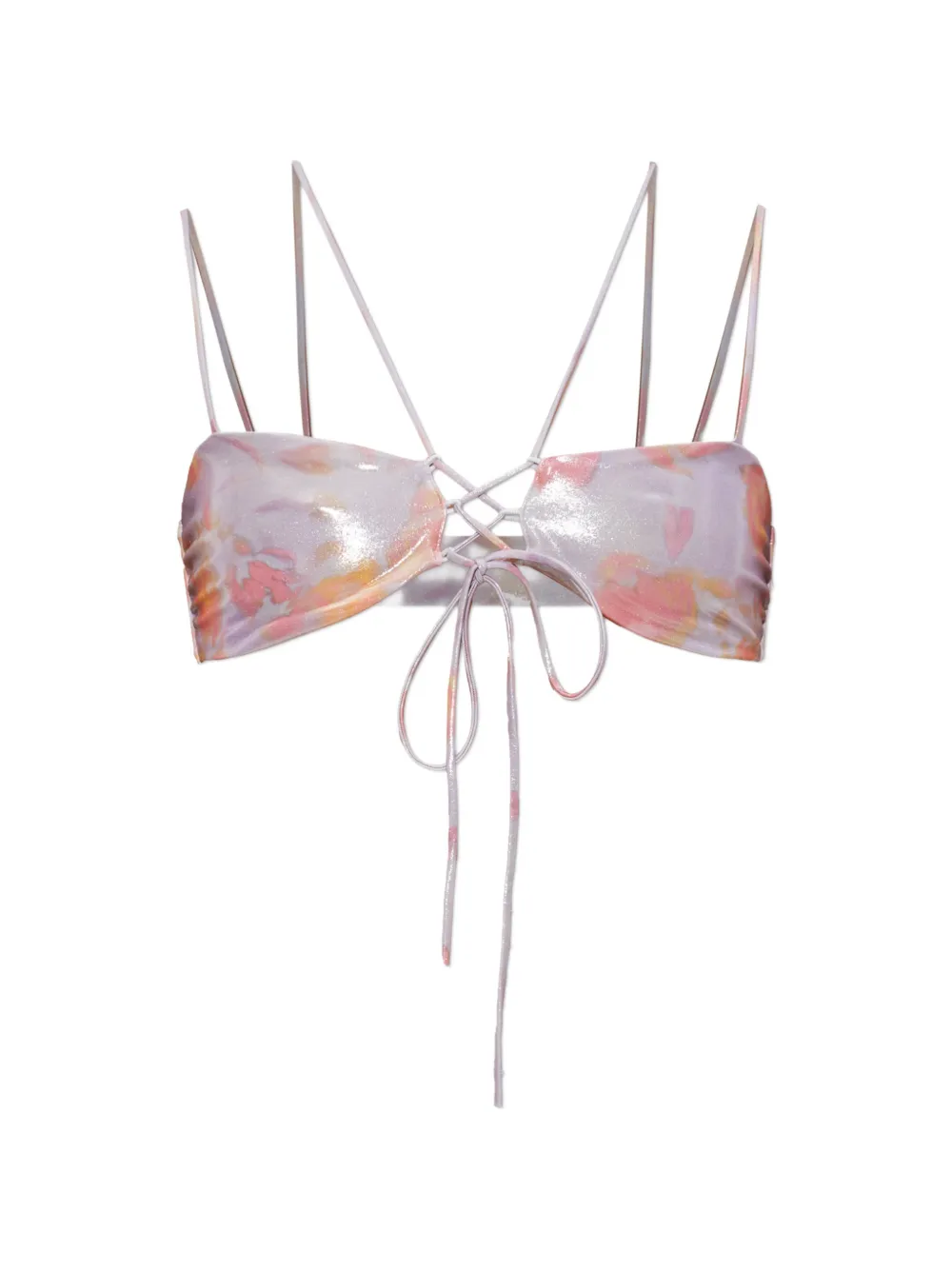 Diesel NADINE-UTLT floral-print lace-up bikini top - Violett