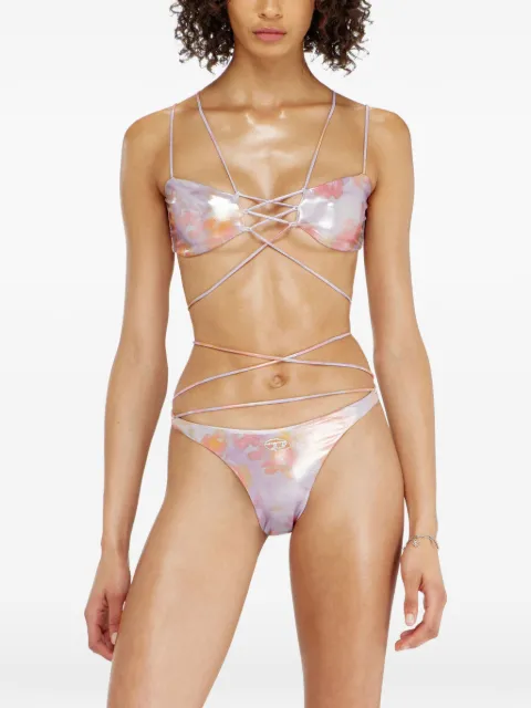 Diesel strappy bikini top with floral print