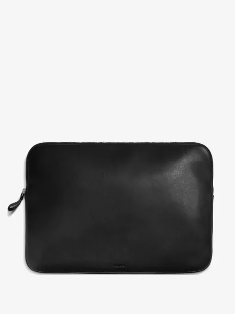 Shinola logo-debossed leather laptop bag