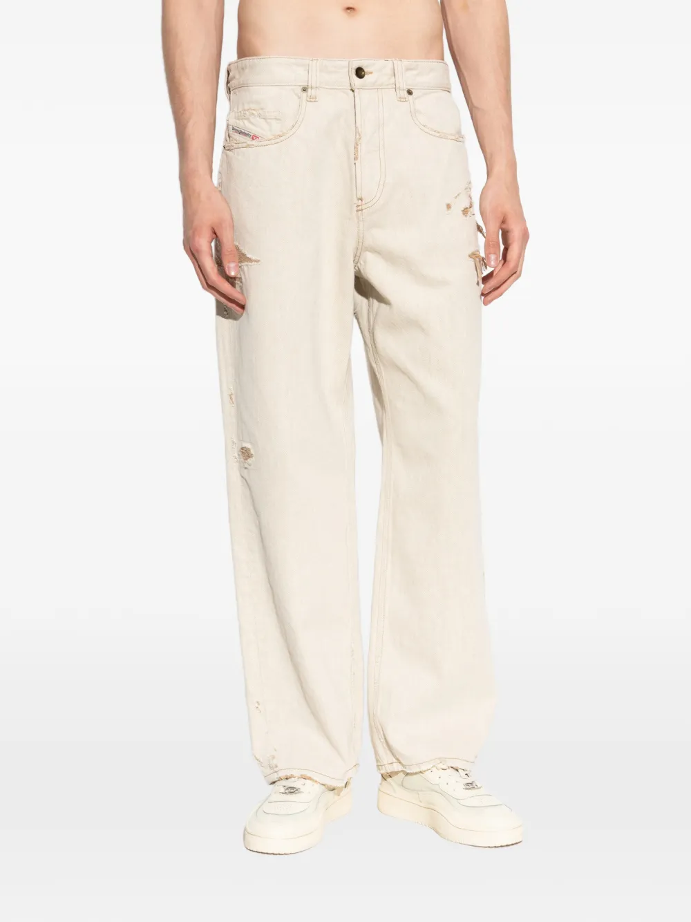 Diesel 2001 D-Macro gerafelde jeans Beige