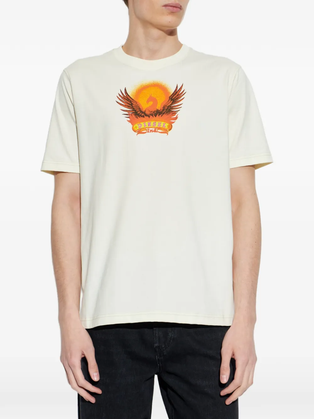 Diesel T-shirt met grafische print Beige