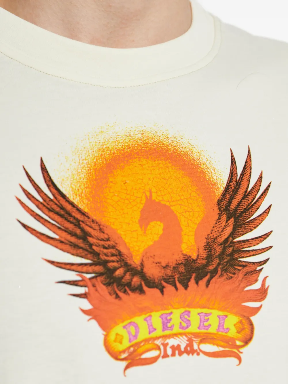 Diesel T-shirt met grafische print Beige