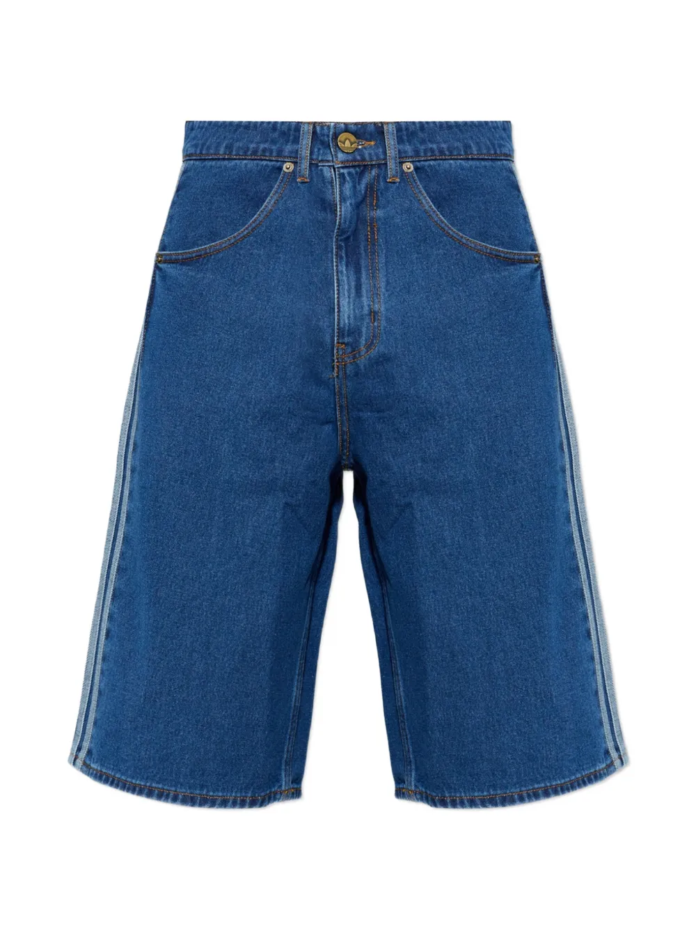 adidas side-stripe denim shorts - Blau