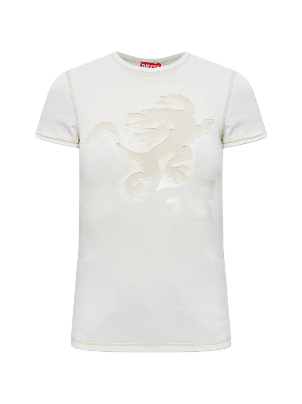 Diesel T-shirt T-Uncuties-Longer-AA1 con design patchwork - Bianco