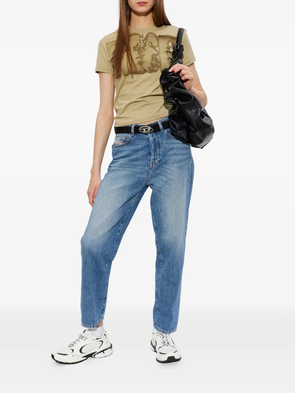 Diesel T-ILA-AA3 katoenen T-shirt met logoprint Beige