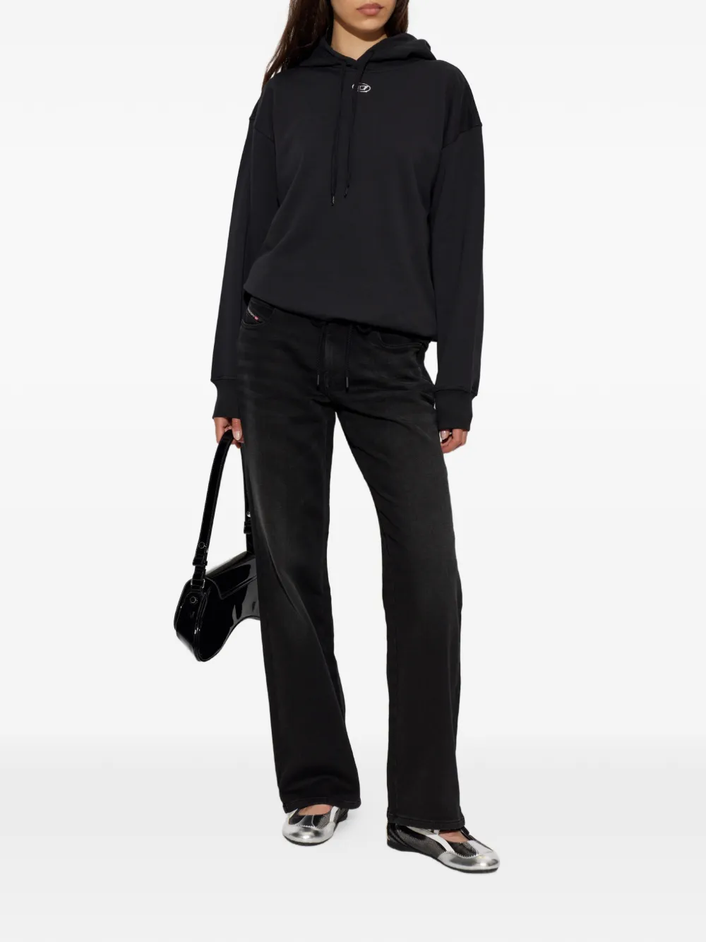 Diesel Oval D hoodie met logoplakkaat Zwart
