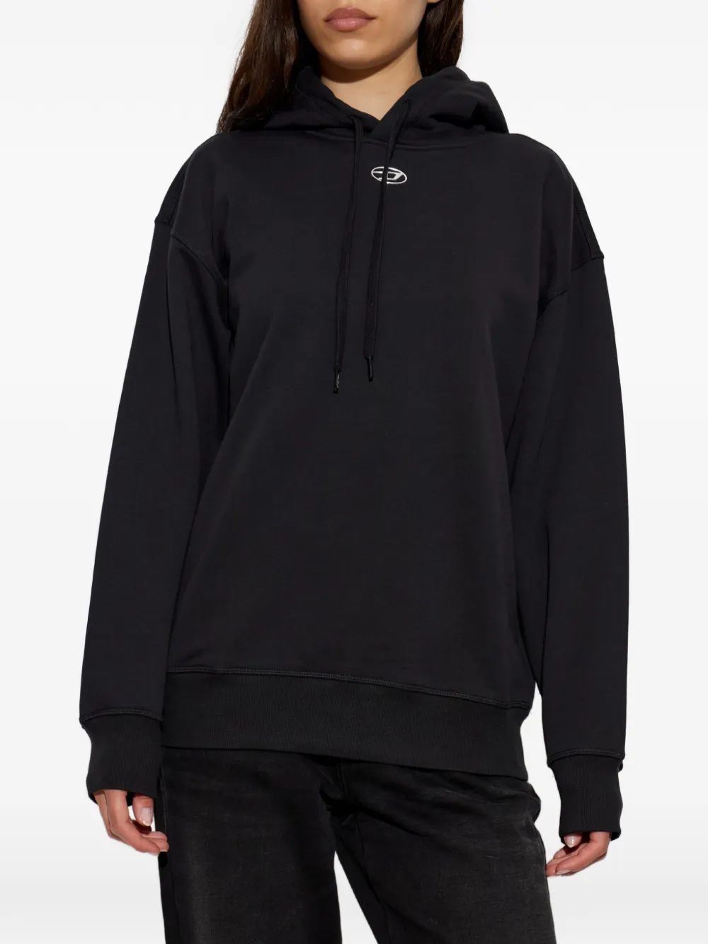 Diesel Oval D hoodie met logoplakkaat Zwart