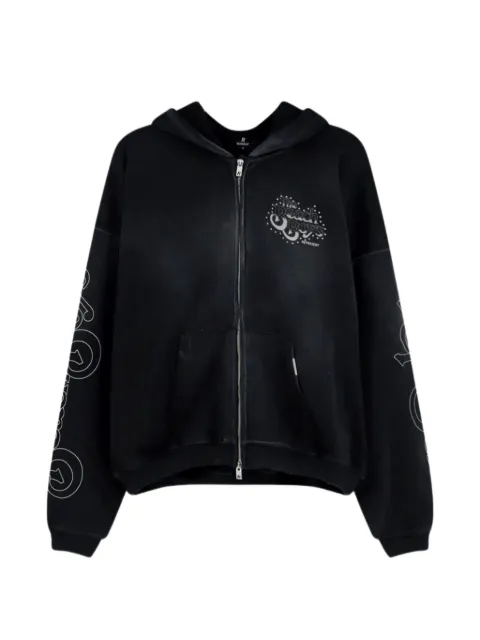 Represent graphic-print studded hoodie