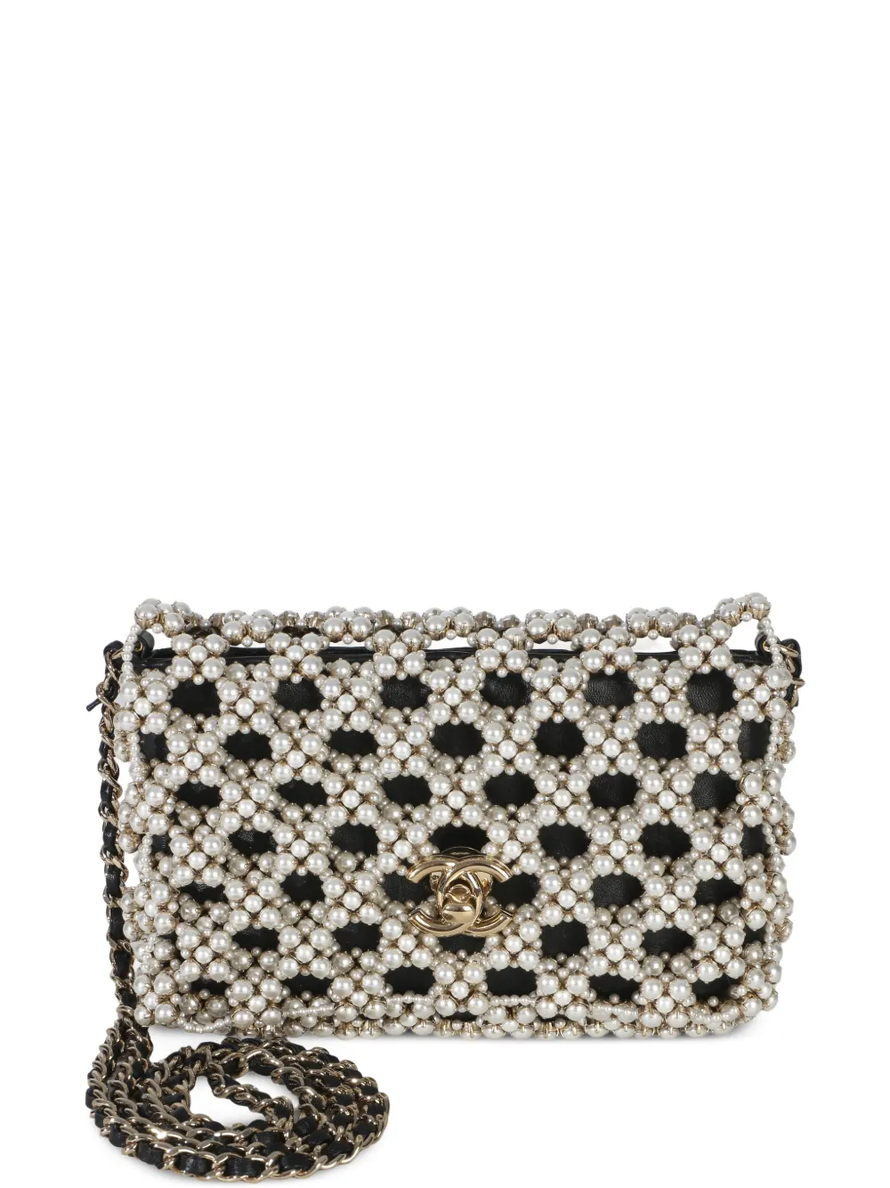 CHANEL Pre-Owned 2021-2025 mini Flap pearl-embellished shoulder bag - Bianco