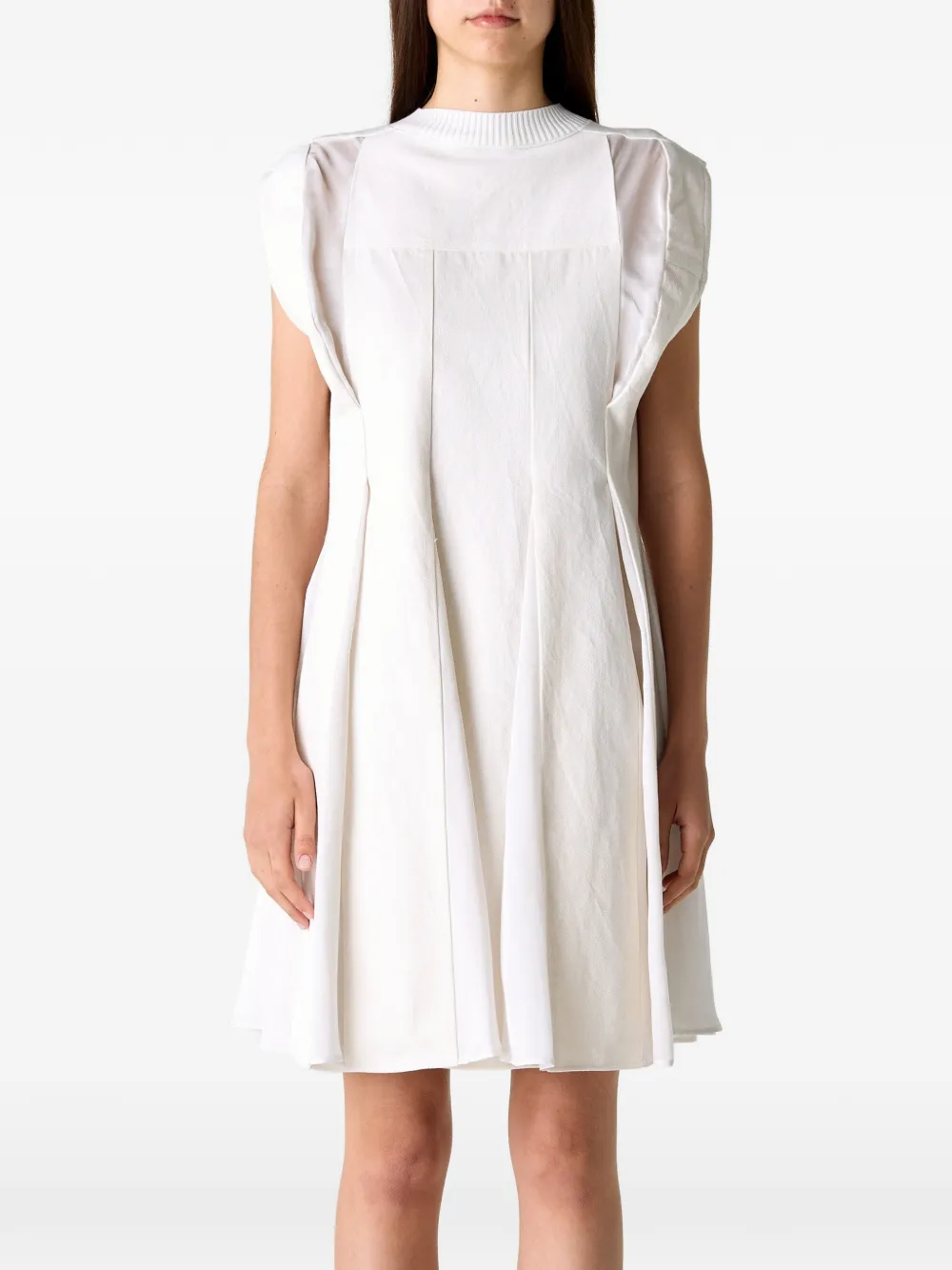 sacai pleated panelled dress - Bianco