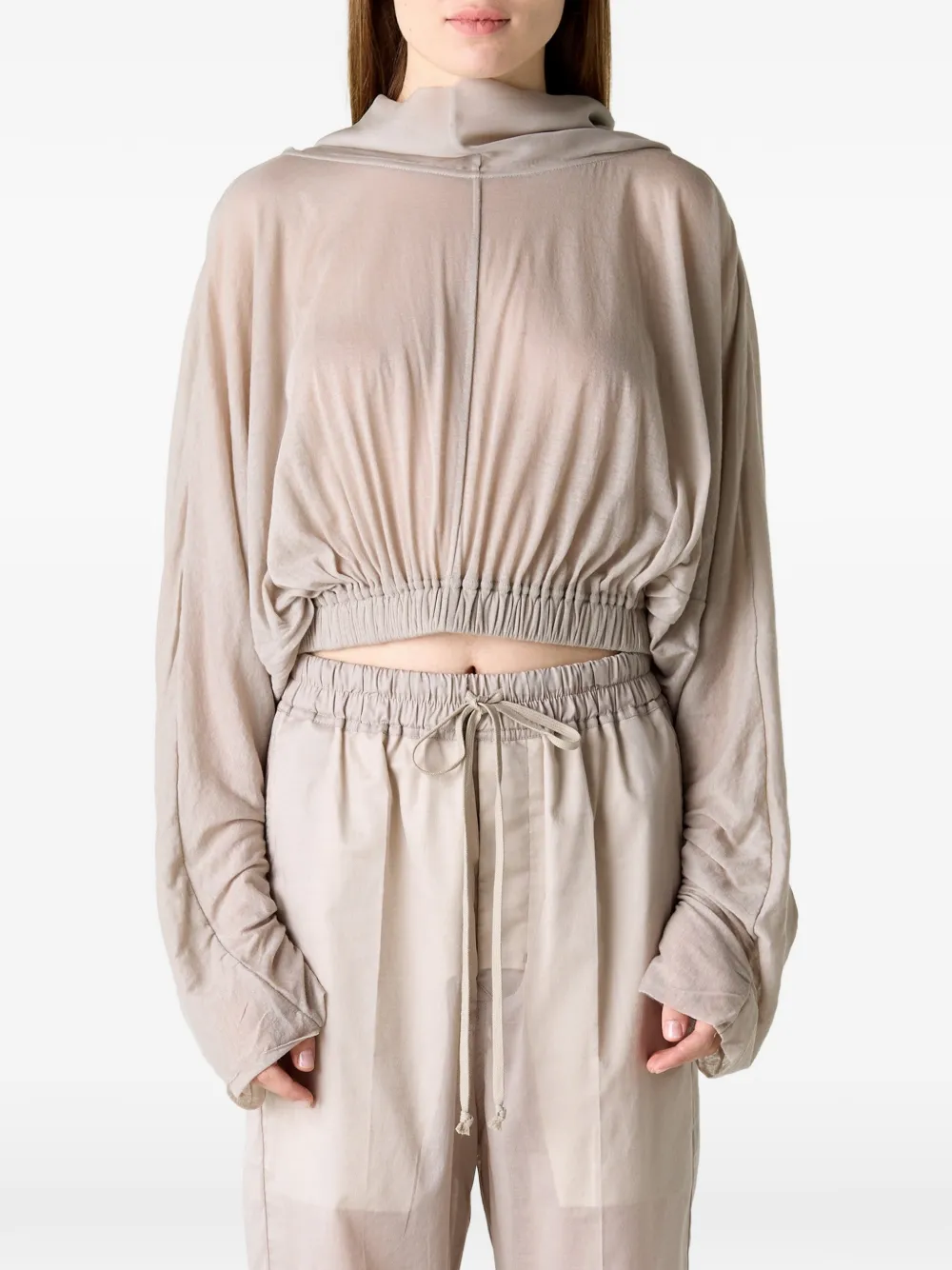 Rick Owens cropped hooded top - Nude