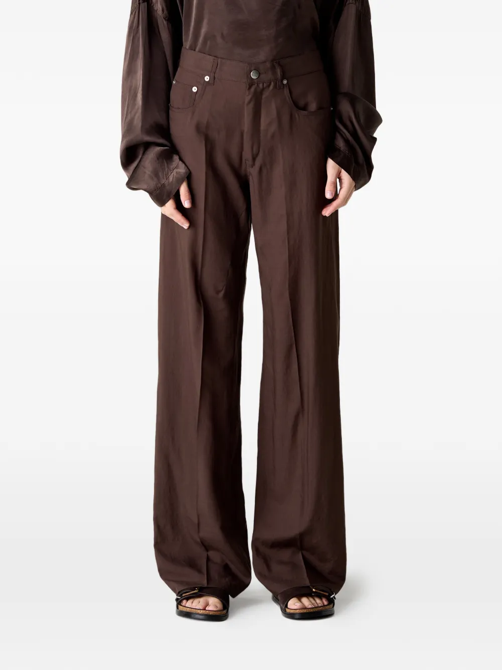 Rick Owens Geth pressed-crease jeans - Brown