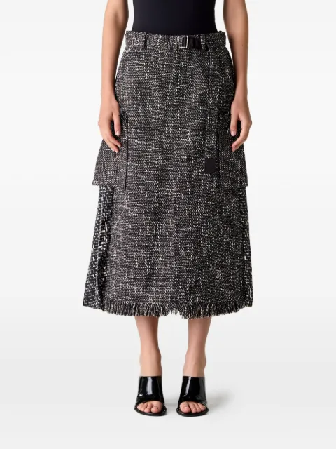 sacai — belted pleated-panel skirt