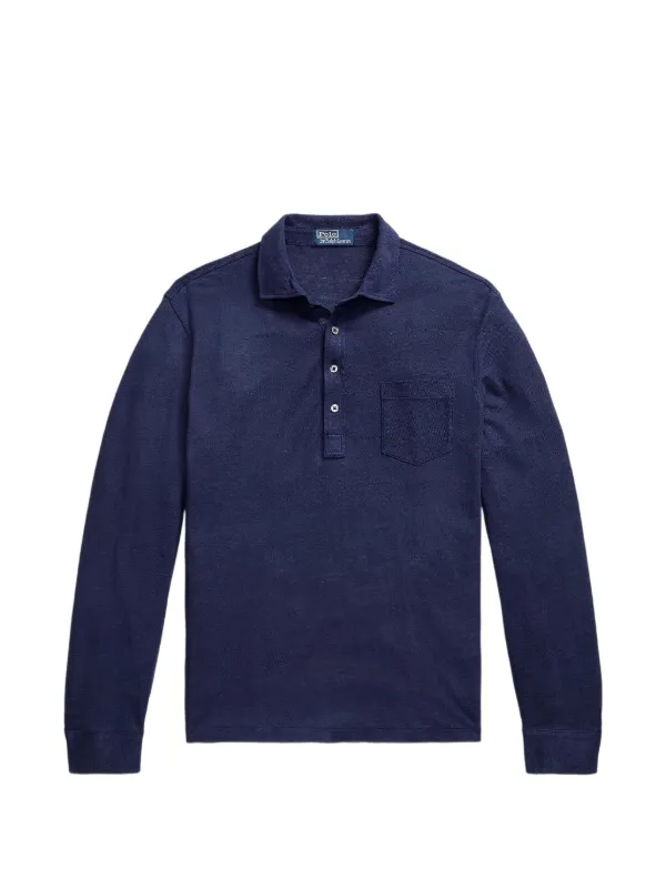 Polo Ralph Lauren リネンシャツ 長袖 ブルー XS Polo Ralph Lauren ロングスリーブ リネンポロシャツ | ブルー