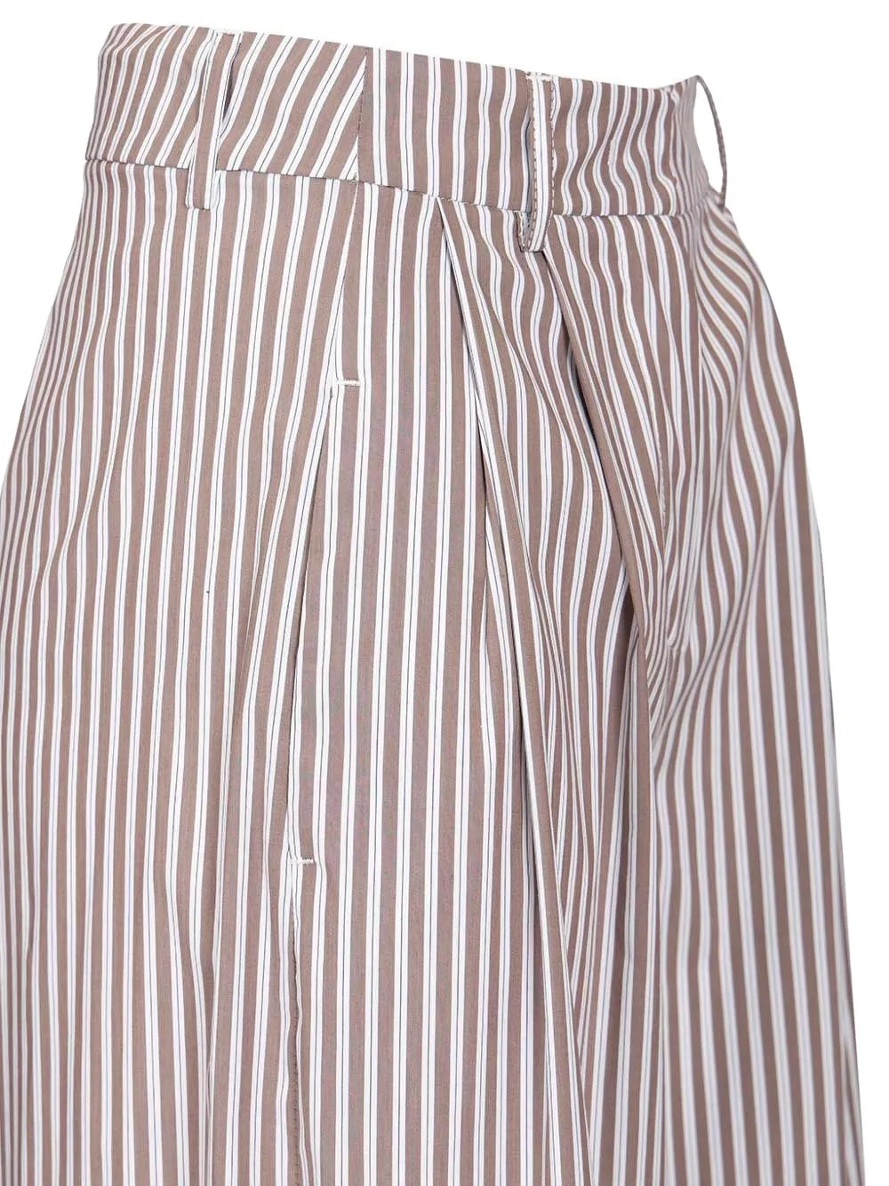 Al Duca D Aosta 1902 Gestreepte plooibroek Beige
