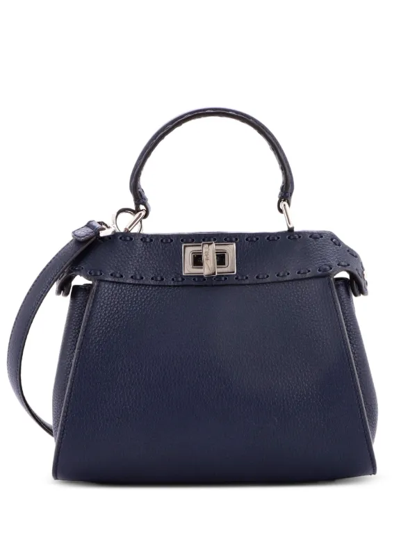 FENDI ピーカブー セレリア ミニ ネイビー ハンドバッグ Fendi Pre-Owned セレリア ピーカブー アイシーユー レザー プチ