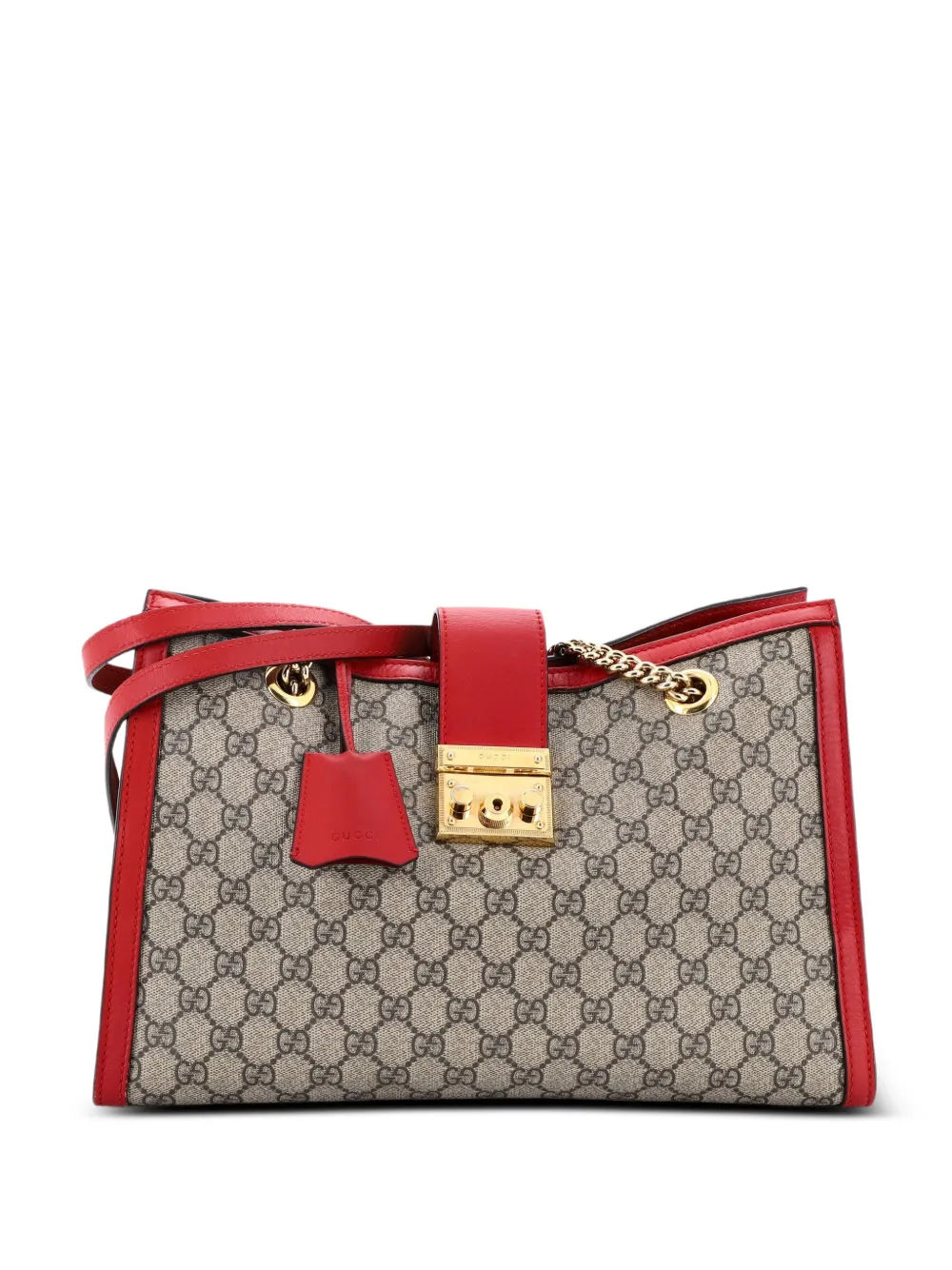 Gucci Pre-Owned Padlock Chain GG Coated Canvas with Leather Medium tote bag - Rosso