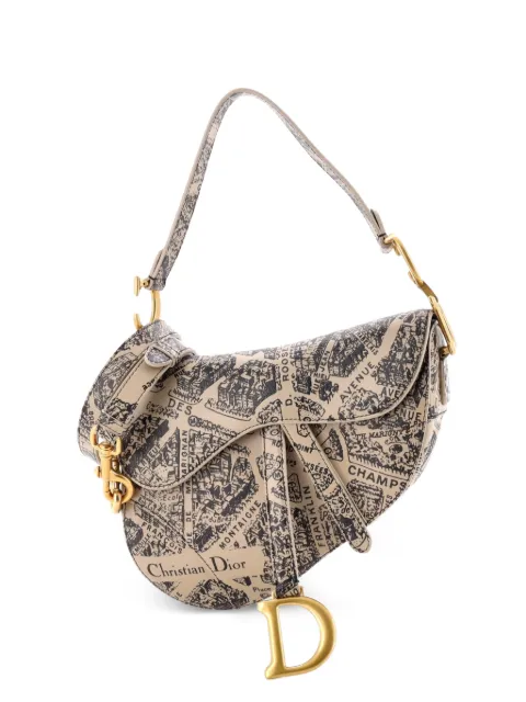 Christian Dior Pre-Owned Saddle Handbag with Strap Printed Leather Medium shoulder bag