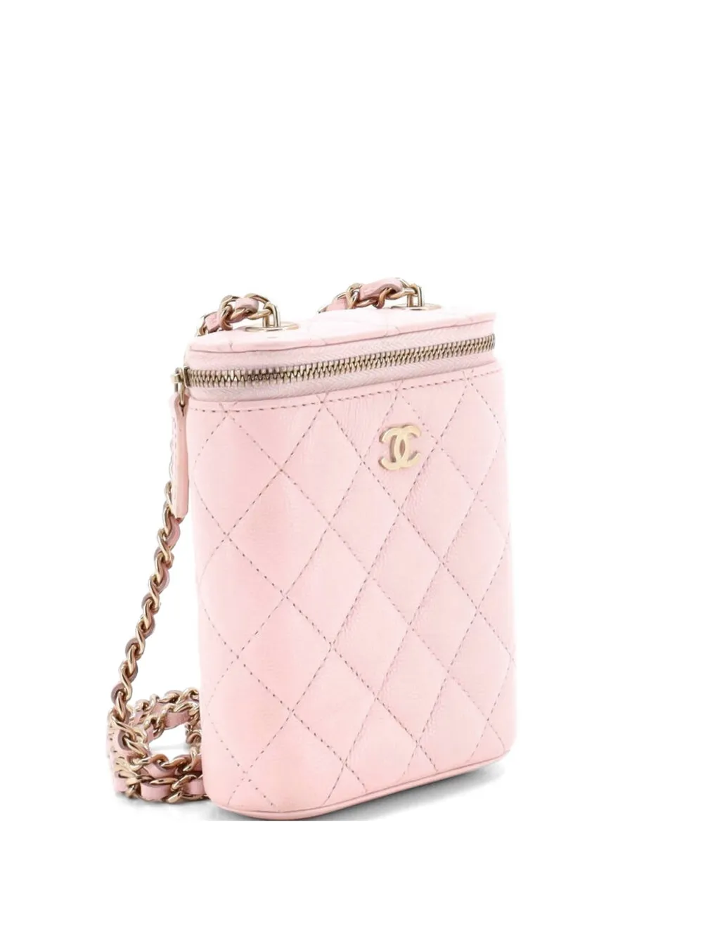 CHANEL Pre-Owned Vertical Classic Vanity Case with Chain Quilted Caviar Small shoulder bag - Rosa