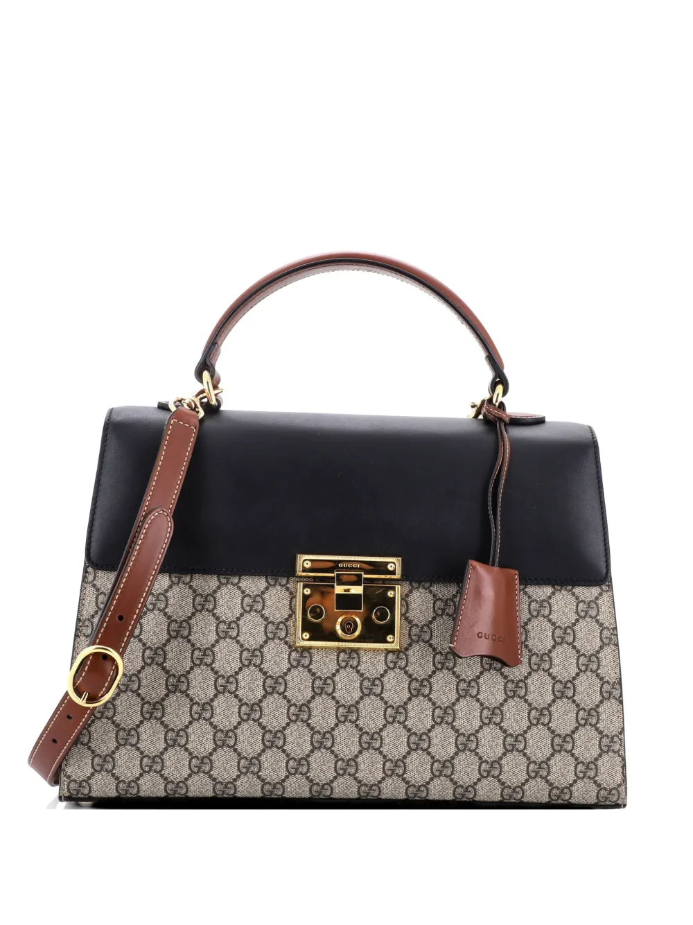 Gucci Pre-Owned Padlock Top Handle Bag GG Coated Canvas and Leather Medium satchel - Nero