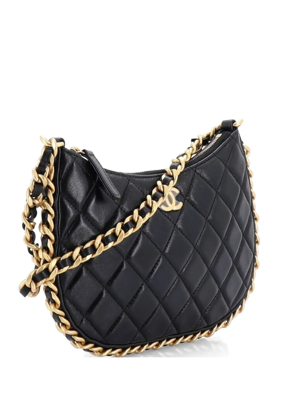 CHANEL Pre-Owned CC Chain Around Quilted Lambskin hobo bag - Nero
