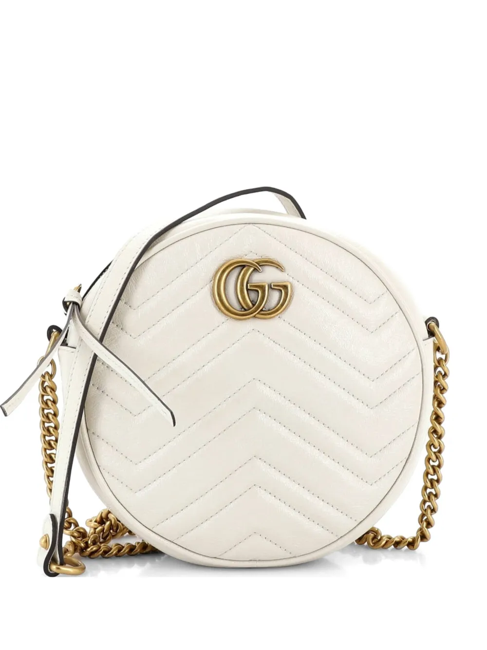 Gucci Pre-Owned GG Marmont Round Shoulder Bag Matelasse Leather Mini crossbody bag - Weiß