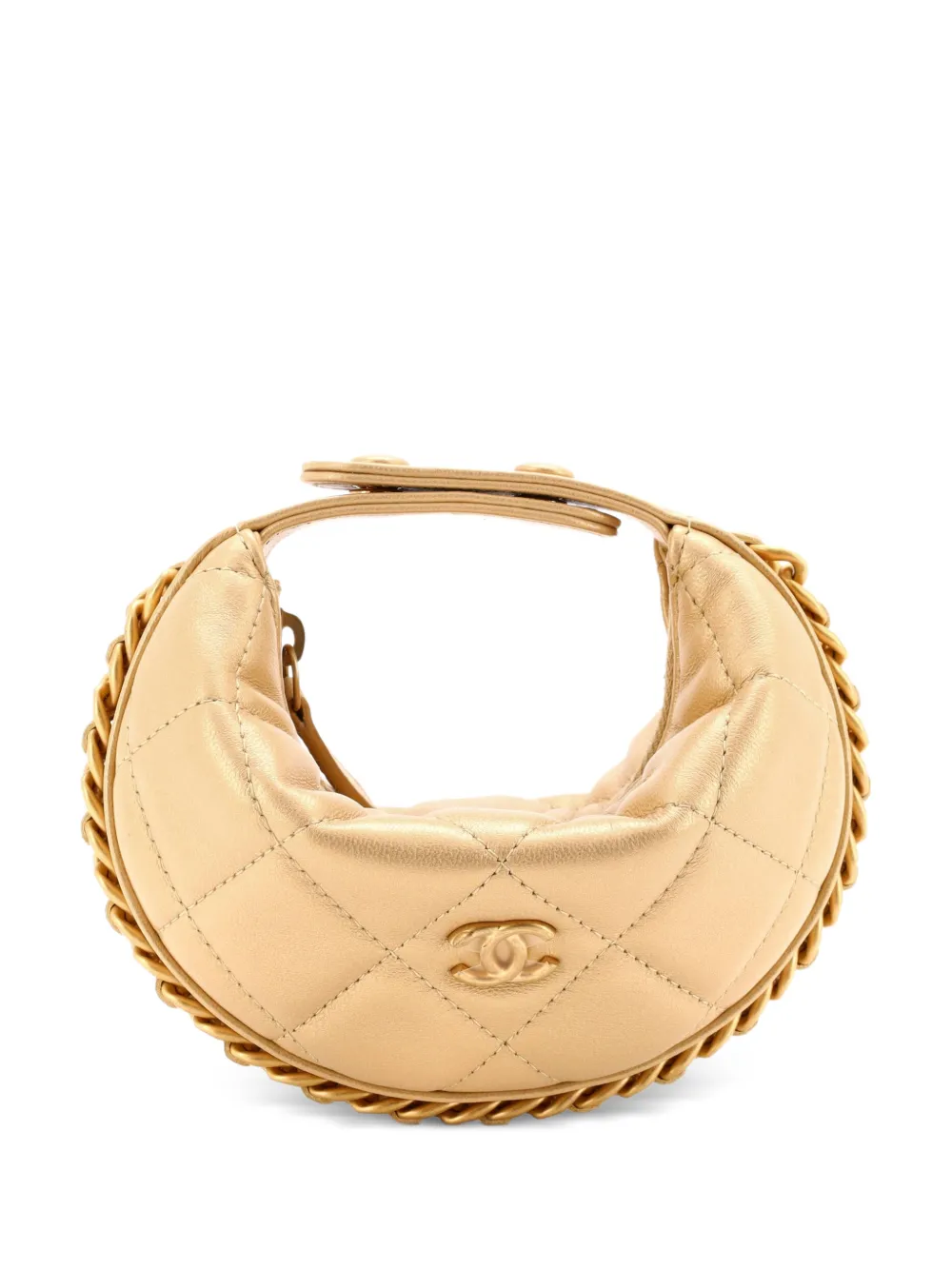 CHANEL Pre-Owned Chain Around Pouch Quilted Lambskin Extra Mini hobo bag - Oro