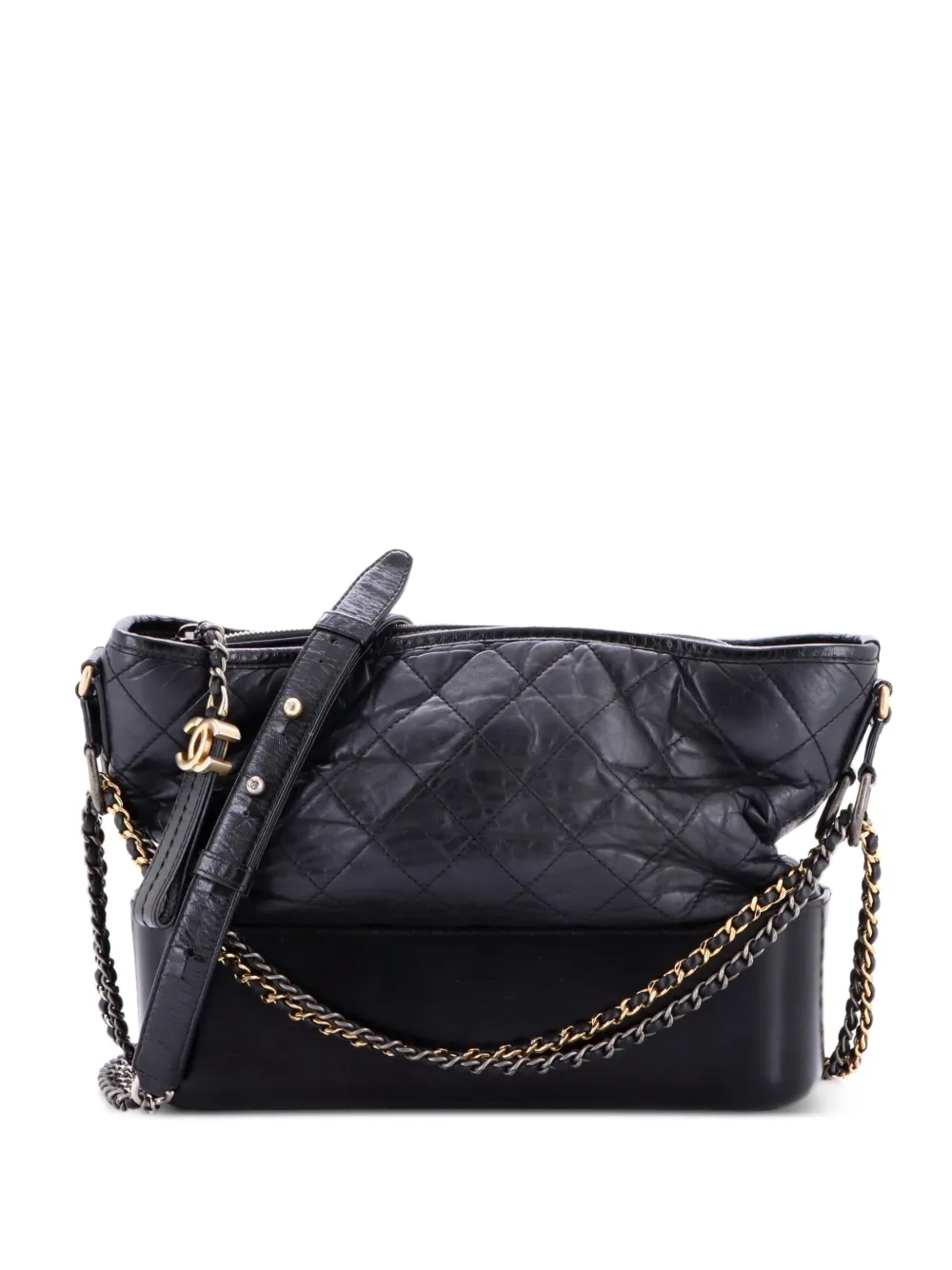 CHANEL Pre-Owned Gabrielle Quilted Aged Calfskin Medium hobo bag - Black