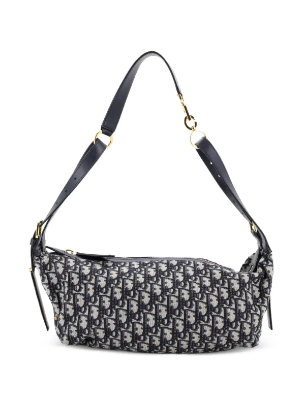 Dior Pre-owned D-journey Bag Oblique Canvas Medium Shoulder Bag in Blue