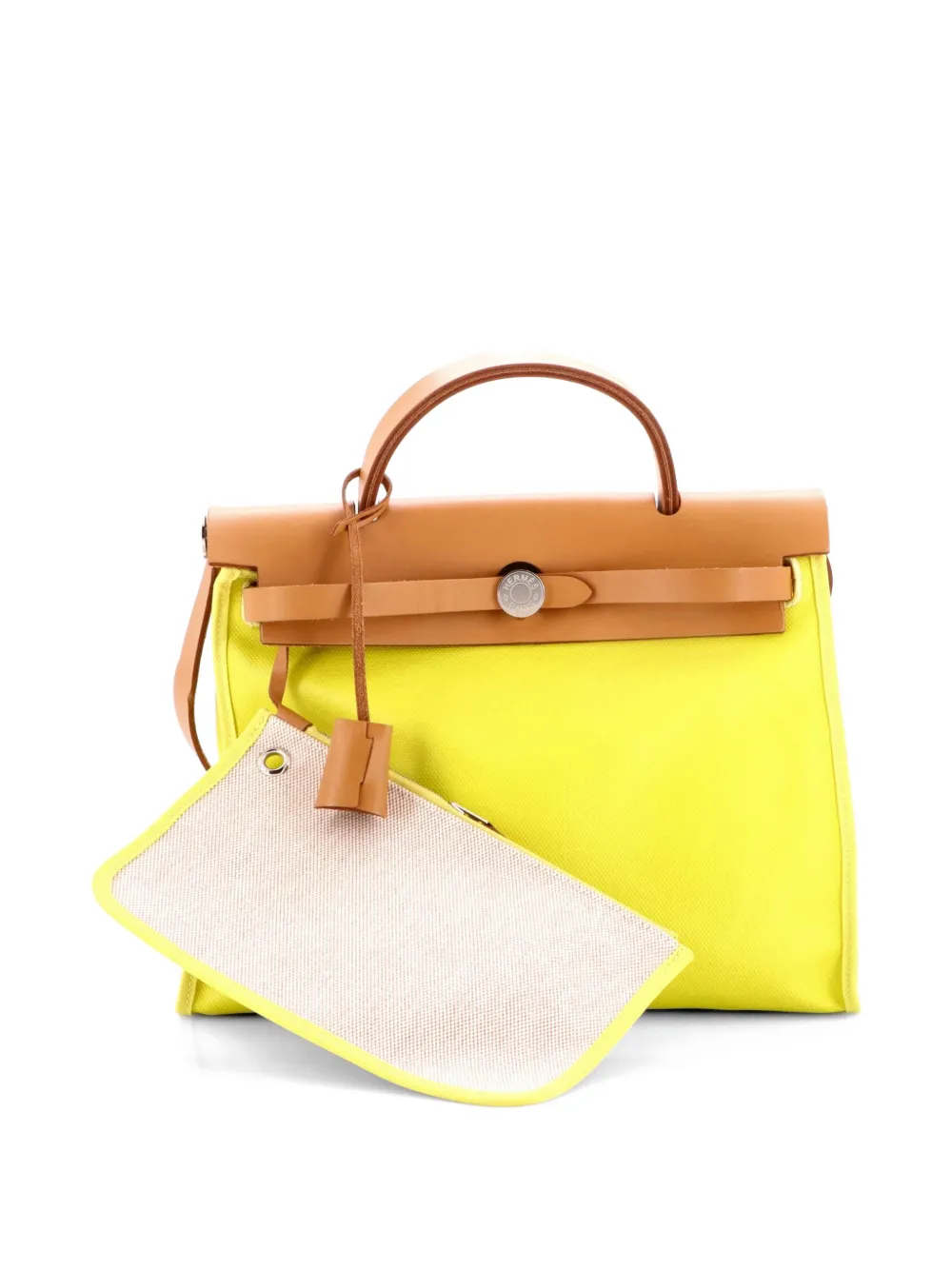 Hermès Pre-Owned Herbag Zip Berline Vache Canvas and Leather 31 shoulder bag - Giallo