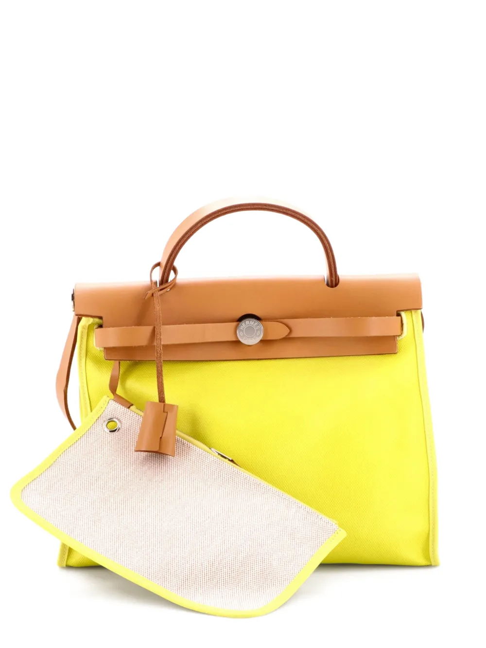 Hermès Pre-Owned Herbag Zip Berline Vache Canvas and Leather 31 shoulder bag - Giallo