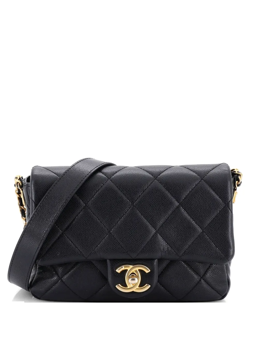 CHANEL Pre-Owned Twist Your Buttons Flap Bag Quilted Caviar Small crossbody bag - Nero