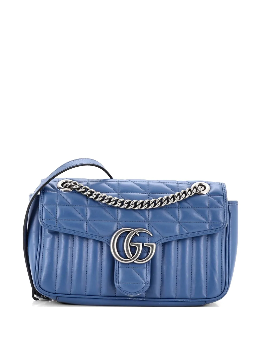 Gucci Pre-Owned GG Marmont Flap Bag Mixed Matelasse Leather Small shoulder bag - Blau