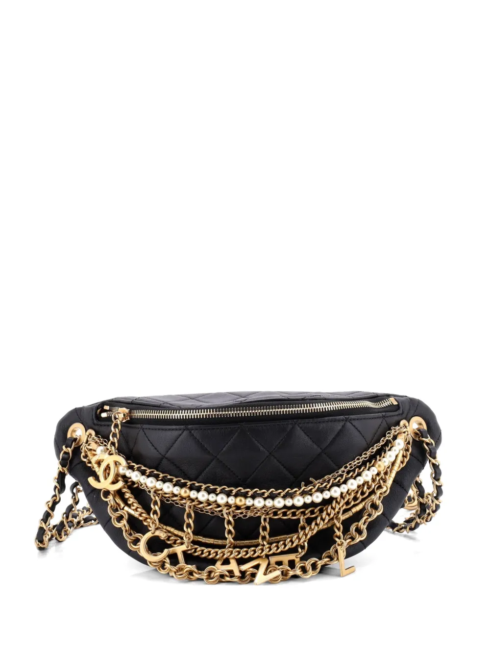 CHANEL Pre-Owned All About Chains Waist Bag Quilted Lambskin belt bag - Nero