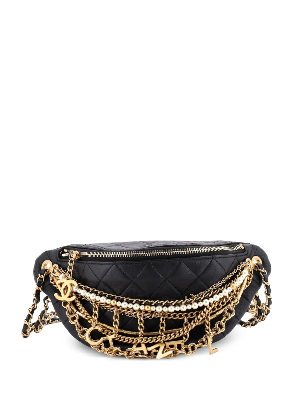 CHANEL Pre-Owned All About Chains Waist Bag Quilted Lambskin belt bag - Nero