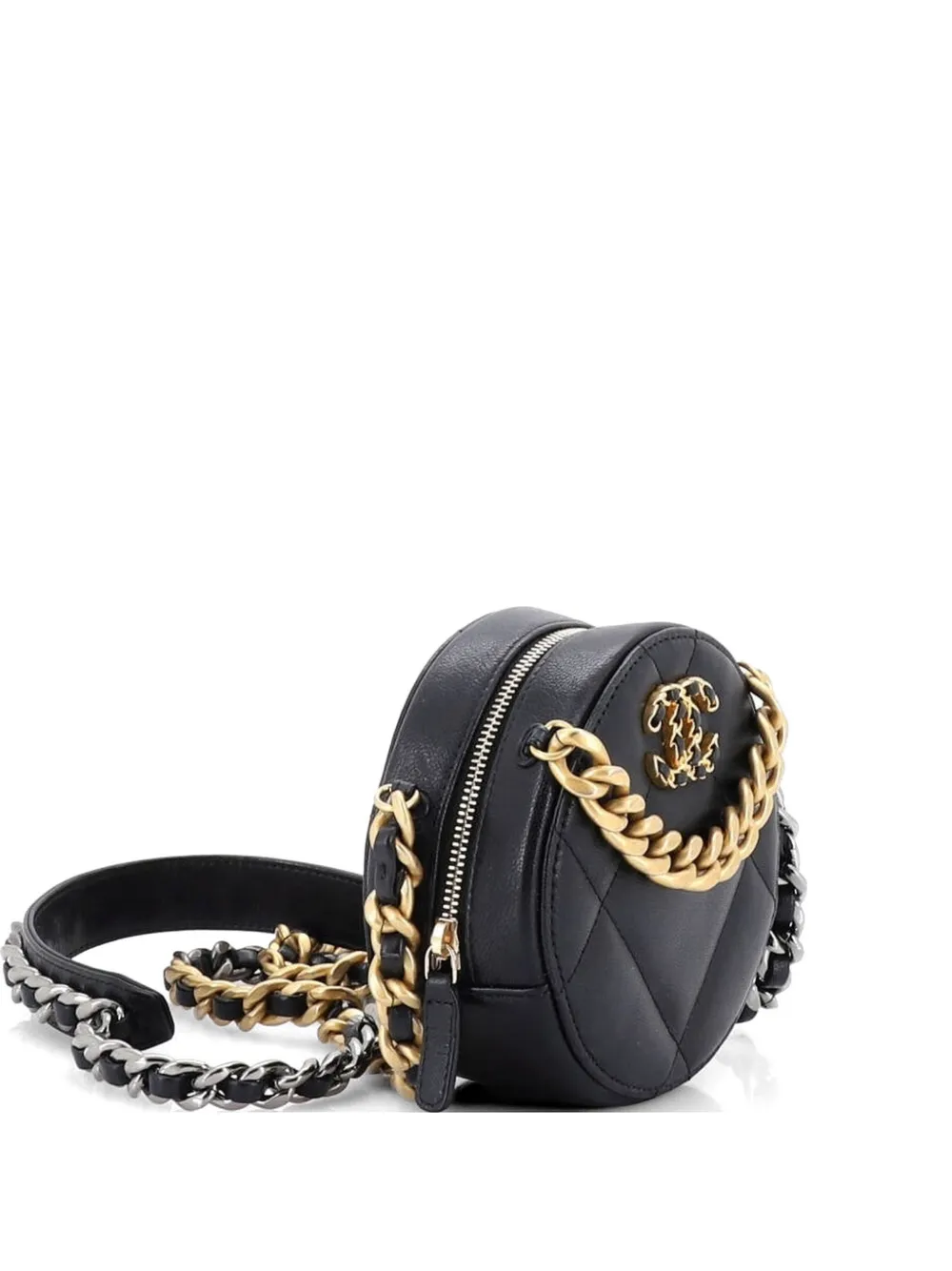 CHANEL Pre-Owned 19 Round with Chain Quilted Leather clutch bag - Schwarz