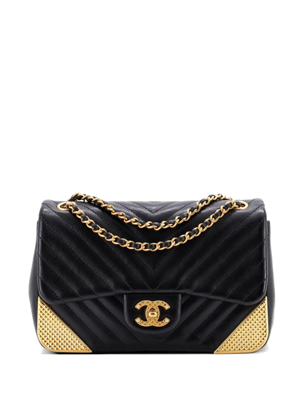 CHANEL Pre-Owned Rock the Corner Flap Bag Chevron Calfskin Mini crossbody bag - Nero