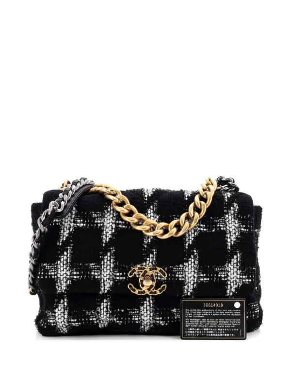 CHANEL Pre-Owned 19 フラップ バッグ ハウンドトゥース ツイード 