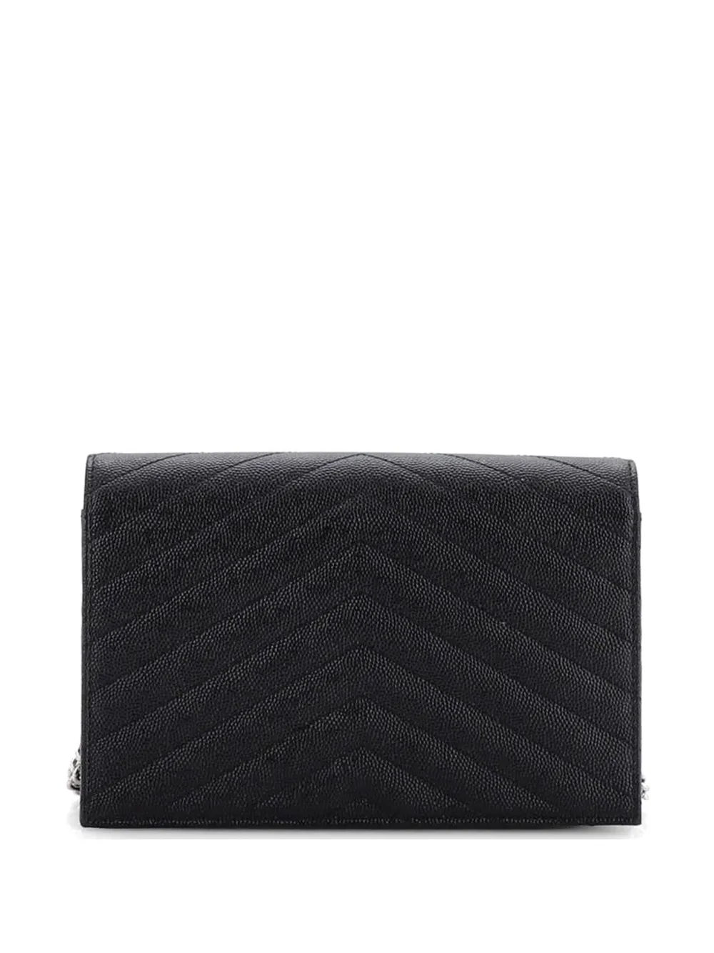  Saint Laurent Pre-owned Petit Sac à Bandoulière Classic Monogram Wallet On Chain Matelasse Chevron En Cuir - Noir 
