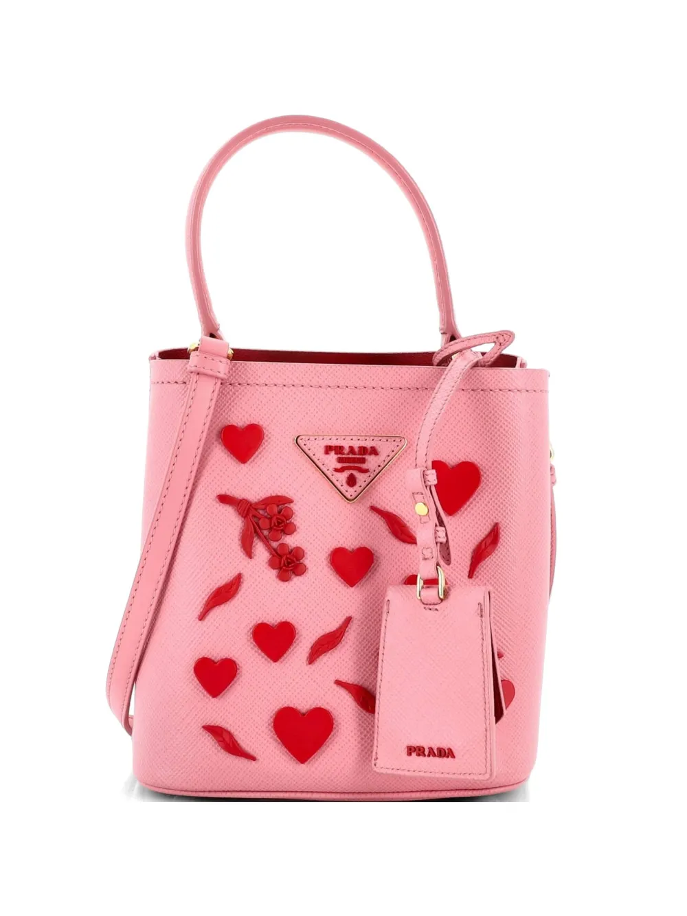 Prada Pre-Owned Panier Embellished Saffiano Leather Small bucket bag - Rosa