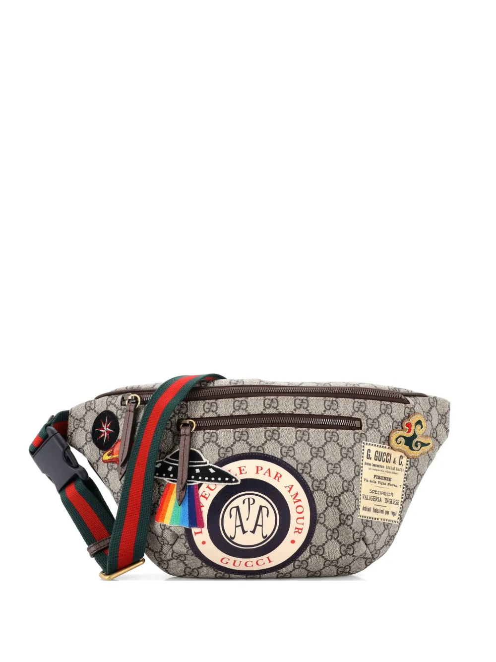 Gucci Pre-Owned Courrier Zip GG Coated Canvas with Applique belt bag - Braun