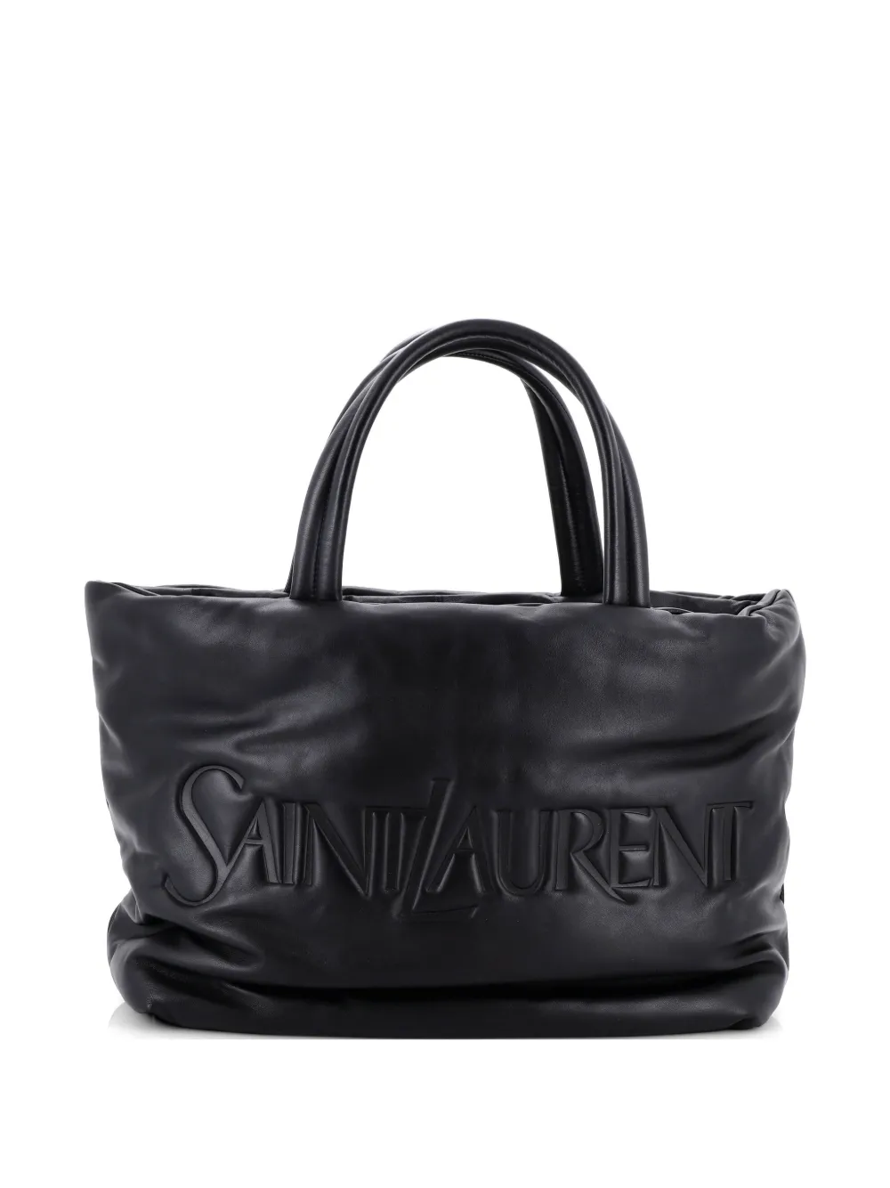 Saint Laurent Pre-Owned Debossed Logo Padded Leather tote bag - Black