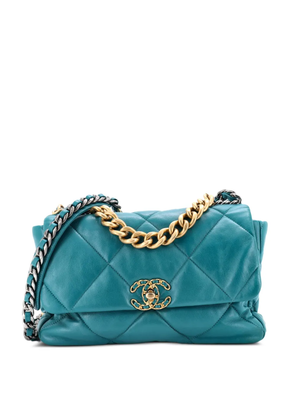 CHANEL Pre-Owned 19 Flap Bag Quilted Leather Large crossbody bag - Blu